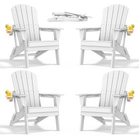 HDPE Folding Adirondack chair with Cup Holder, 4Pack