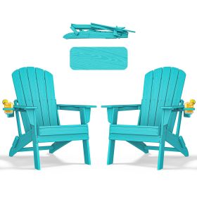 HDPE Folding Adirondack chair with Cup Holder, 2Pack