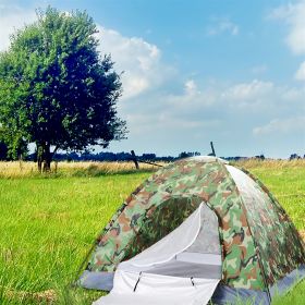 3-4 People Camouflage Portable Camping Tent With Silver Tape And Fiberglass Pole